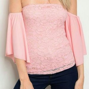 BN off shoulder pink n gold top